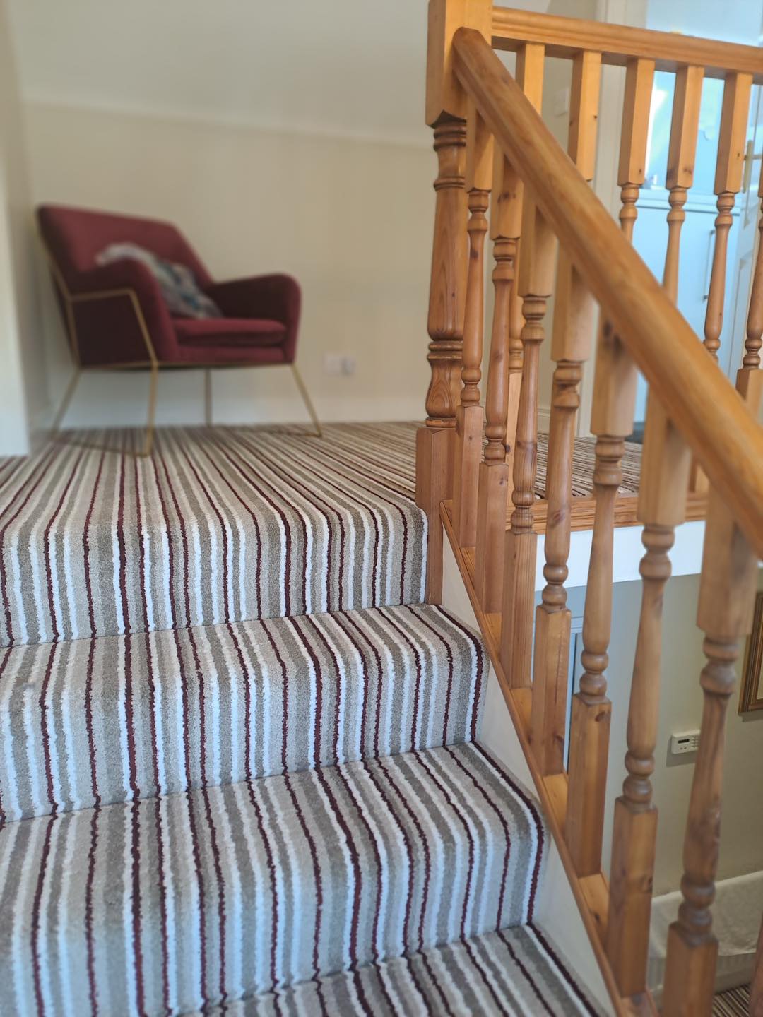 Precision fitted carpet to stairs